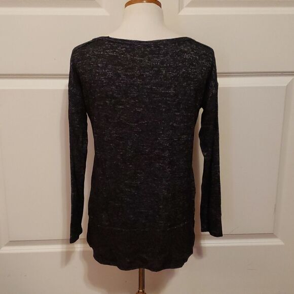 Bobeau Womens Long Sleeve Heathered Tunic Top Raven Black Mix Size XS NWT - Picture 2 of 4